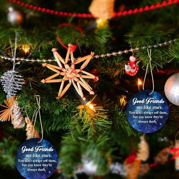 3"  Xmas Tree Ornament Ceramic Christmas Hanging Ornament Friendship - Picture 5 of 7